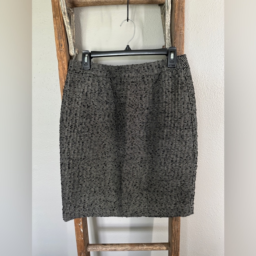 J. Crew Factory Black & Gold Boucle Pencil Skirt